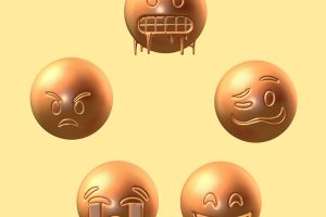 5个FBX卡通表情Emoji流泪快乐无奈好色OBJ喜欢3D表情C4D模型