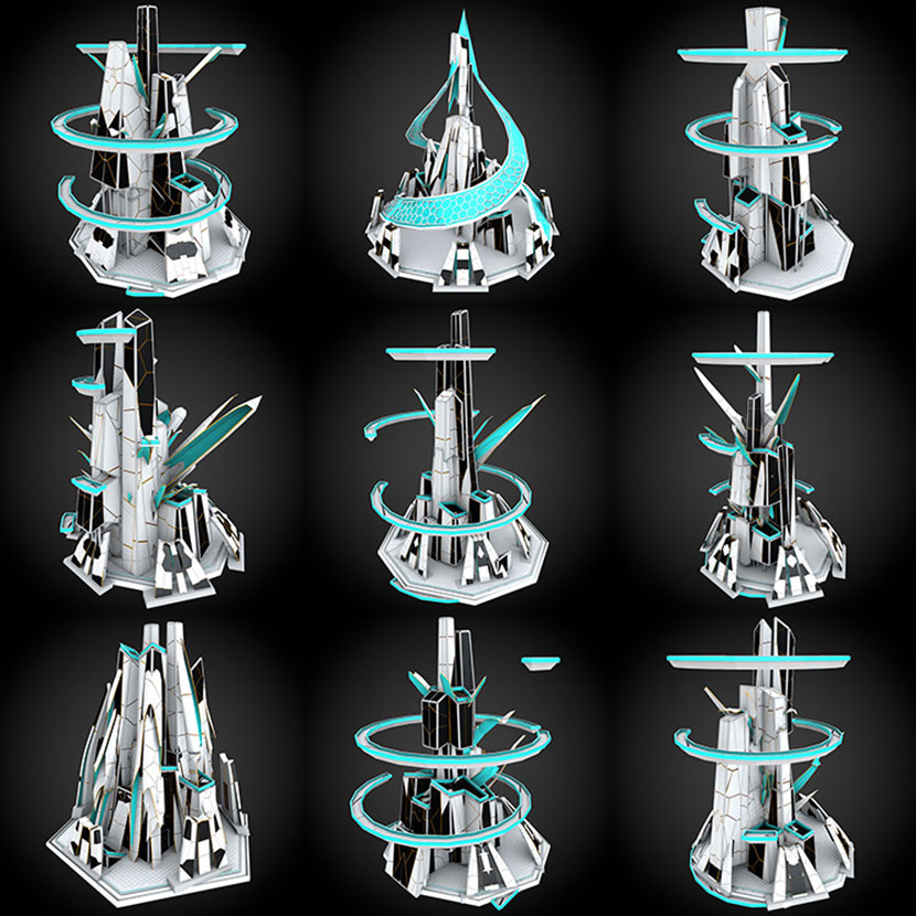 50款blend科幻创意fbx未来城市摩天大楼大厦建筑C4D模型素材