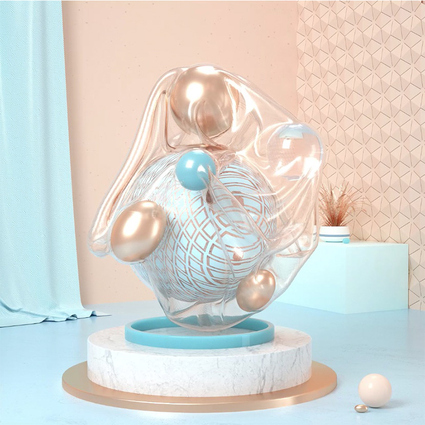 C4D Octane布料包裹动画工程电商设计海报艺术装置创意场景