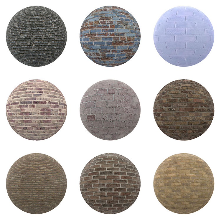 高清4K破旧石墙砖面砖墙材质贴图PBR无缝纹理C4D渲染素材