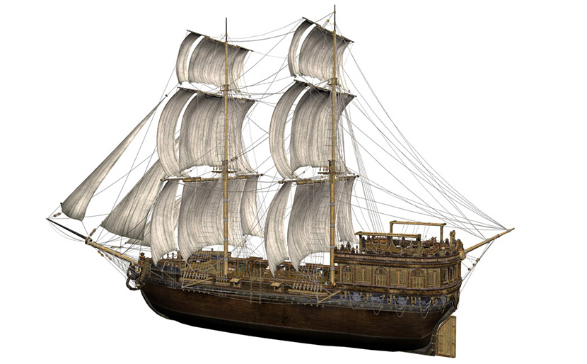 7款古代军舰海盗船三桅帆船北欧维京船C4D模型创意3D素材