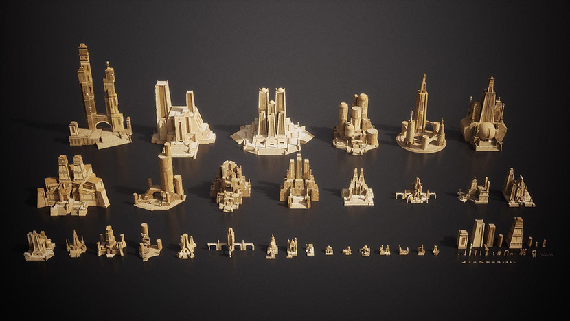 古代古典高楼城堡神殿建筑3D模型C4D素材fbx obj max含贴图