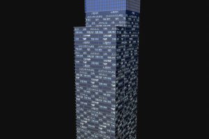 3款夜间摩天大楼办公楼写字楼C4D模型夜景fbx楼层3d城市建筑