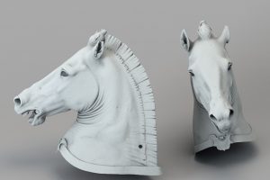 马头雕塑C4D模型石膏像动物雕像创意场景3D模型素材