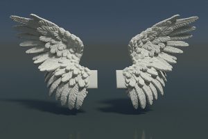 石头石膏翅膀雕塑雕像天使的翅膀3D模型创意场景3D模型素材