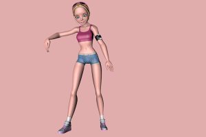 卡通人物角色跳舞女孩子C4D模型动画动作带骨骼绑定贴图素材