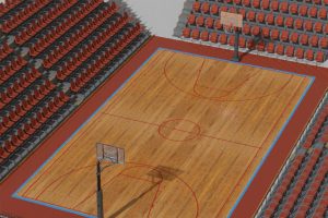 篮球场篮球框篮球架棒球帽田径起跑台拳击包杠铃C4D模型文体