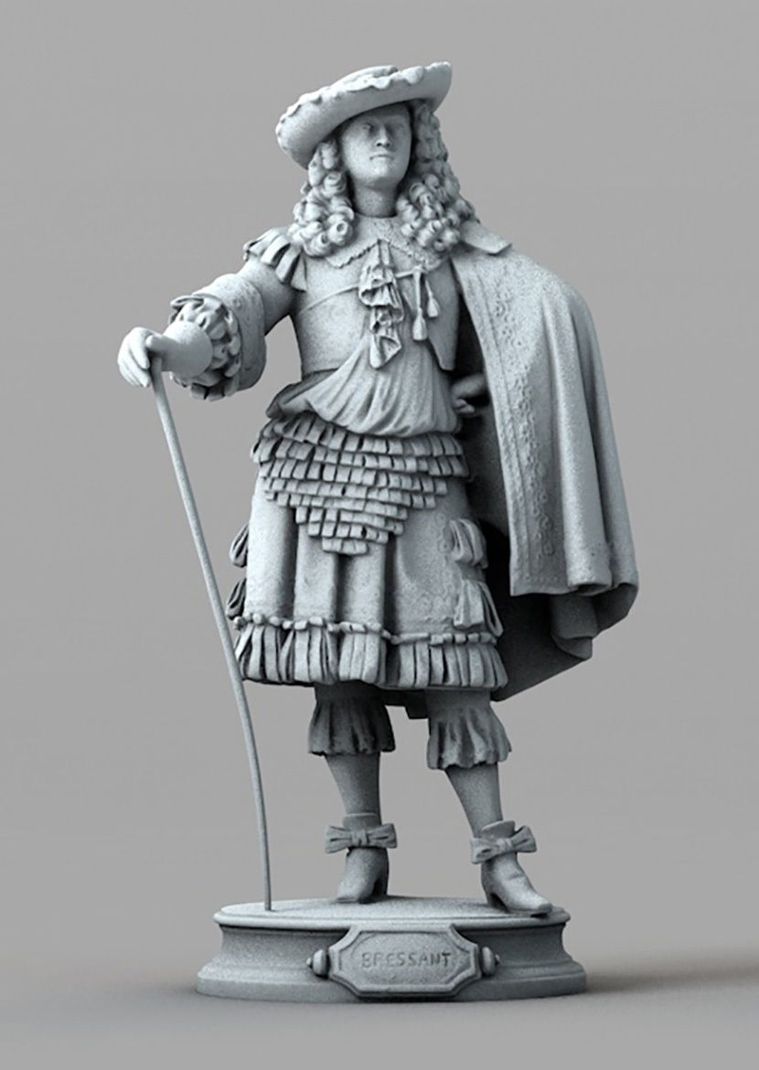 国外人物雕塑 布雷桑人像雕塑C4D模型复古欧洲人物造型