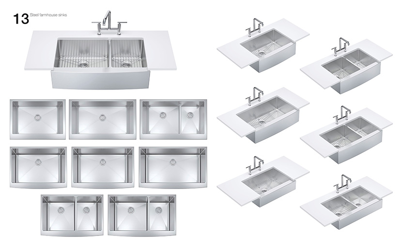 230个水槽龙头把手厨房储物柜C4D模型室内fbx创意3D模型素材