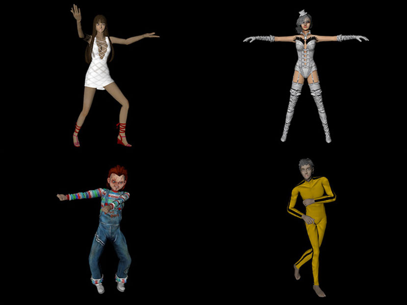 12套429个动画动作跳舞人物绑定动画C4D模型热情女郎化妆舞会