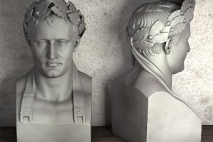 C4D人像雕塑拿破仑塑像石像创意场景3D模型素材军事家