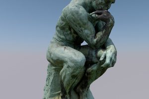 C4D低头沉思的男性沉思者城市雕塑FBX石膏像室内装饰obj模型