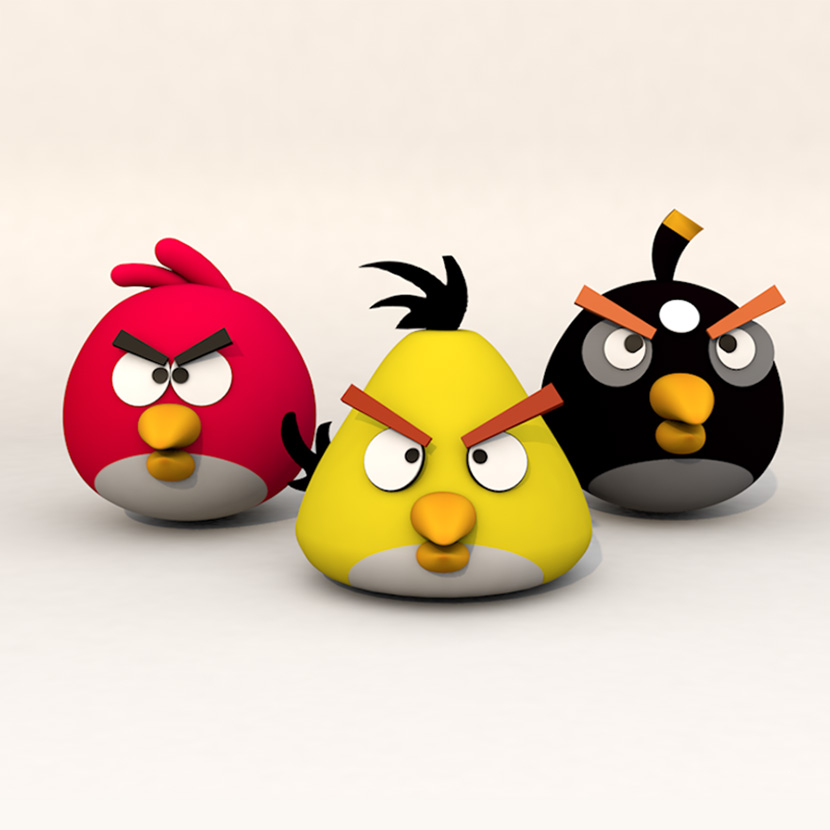 愤怒的小鸟卡通角色C4D模型创意场景3D模型素材