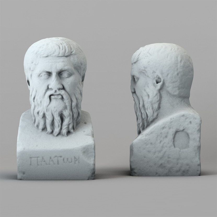 古希腊伟大的哲学家柏拉图雕塑石膏像C4D模型创意场景3D素材