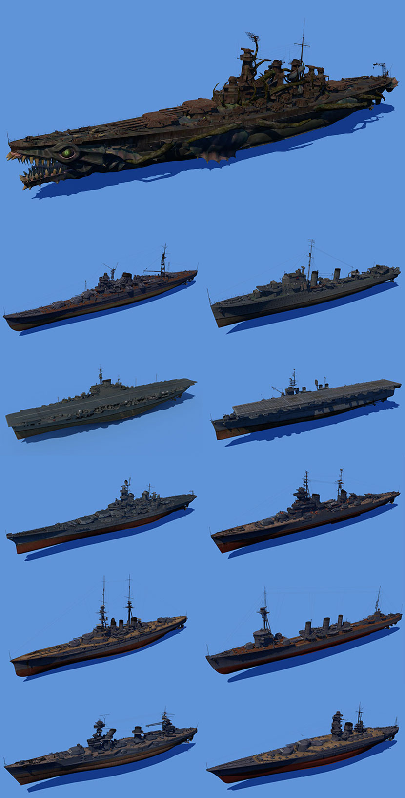 63套海军航母舰船游戏C4D模型FBX合集创意场景航模3D模型素材