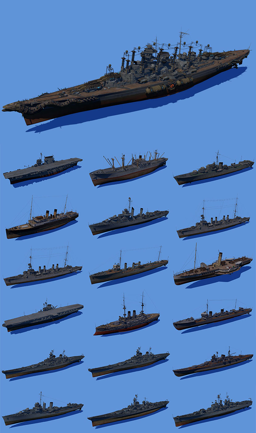 63套海军航母舰船游戏C4D模型FBX合集创意场景航模3D模型素材