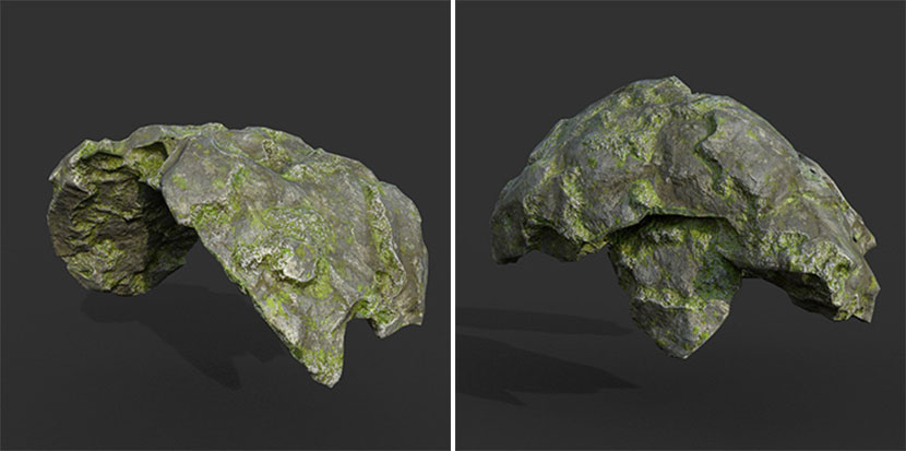园林室外景观造景奇苔藓岩石洞穴石头C4D模型3D立体设计素材