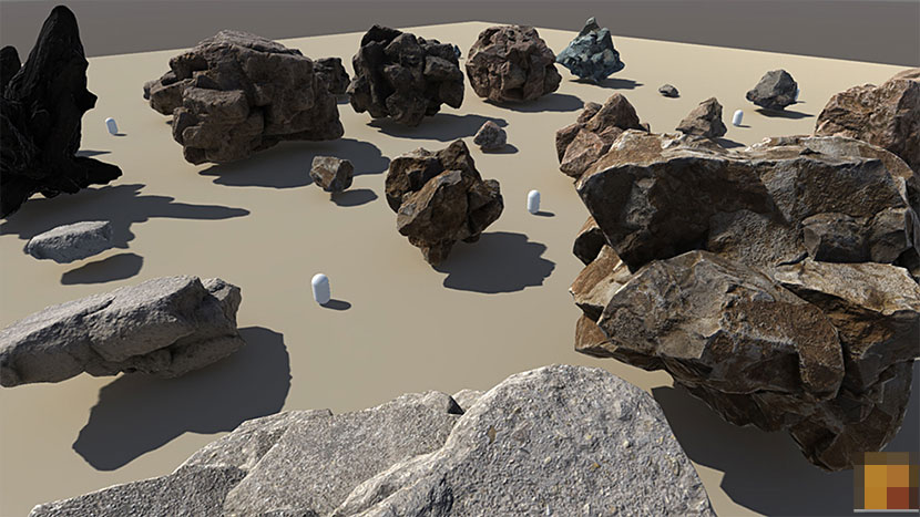 石头模型3D素材石头石块模型C4D FBX OBJ 格式模型素材