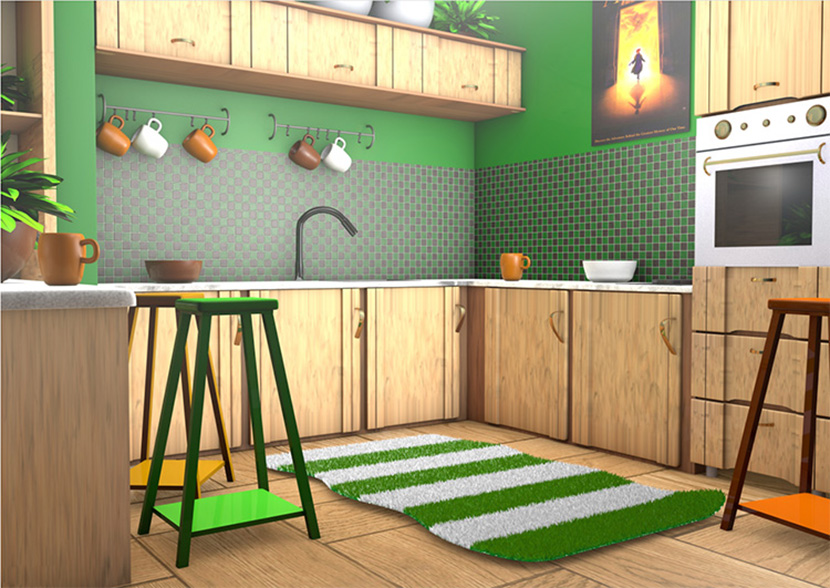 C4D厨房模型Kitchen室内设计模版创意场景3D模型素材