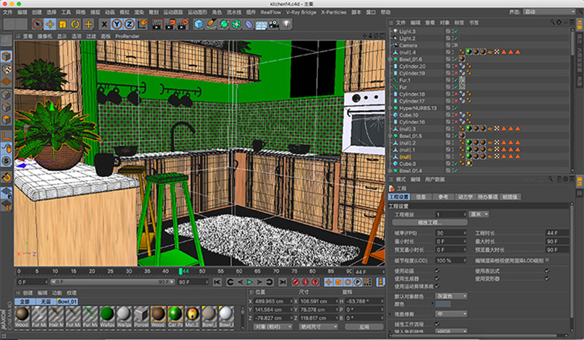 C4D厨房模型Kitchen室内设计模版创意场景3D模型素材