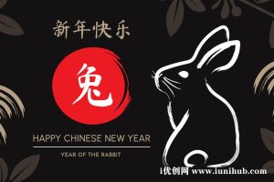 6款2023新年春节新春元旦手绘兔子兔年矢量插画素材D228
