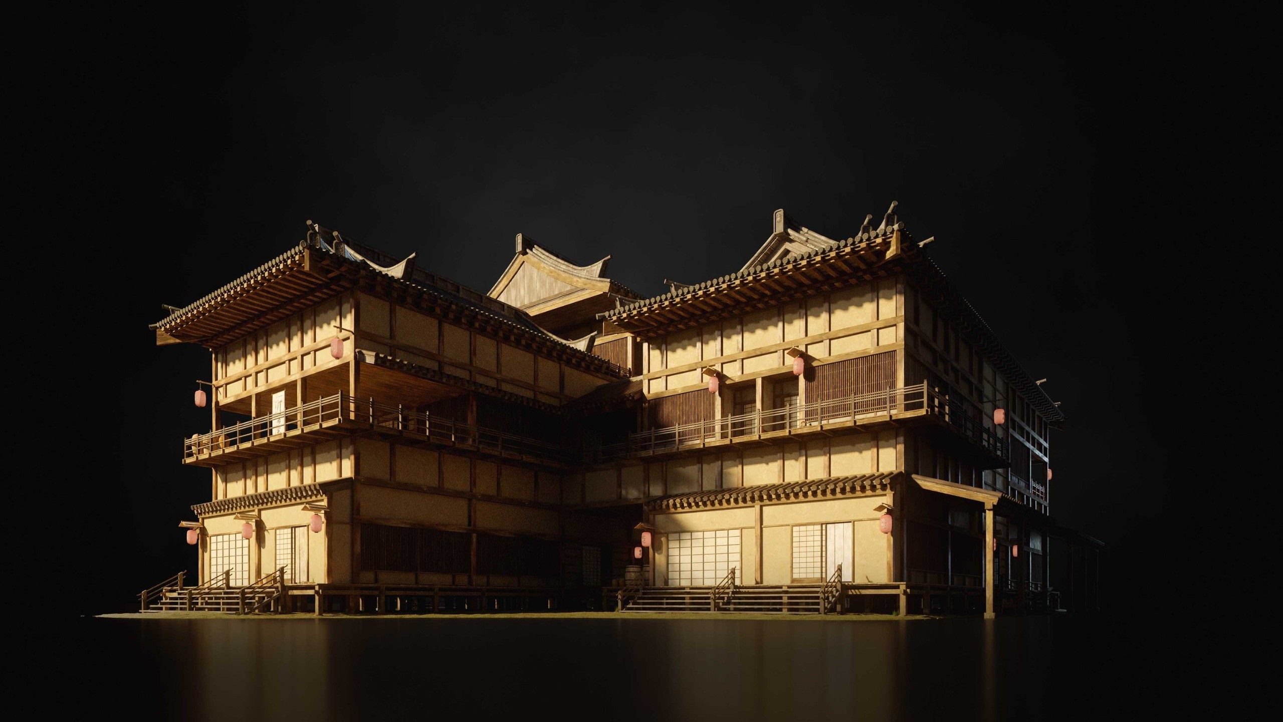 日本幕府封建社会古代建筑大图模型日本建筑模型日式建筑模型YC163