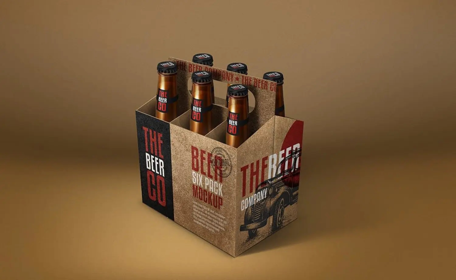 啤酒瓶手提箱包装设计样机 Beer Six Pack MockupYC208