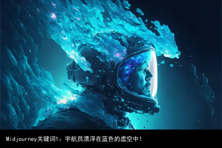 Midjourney关键词1：宇航员漂浮在蓝色的虚空中！