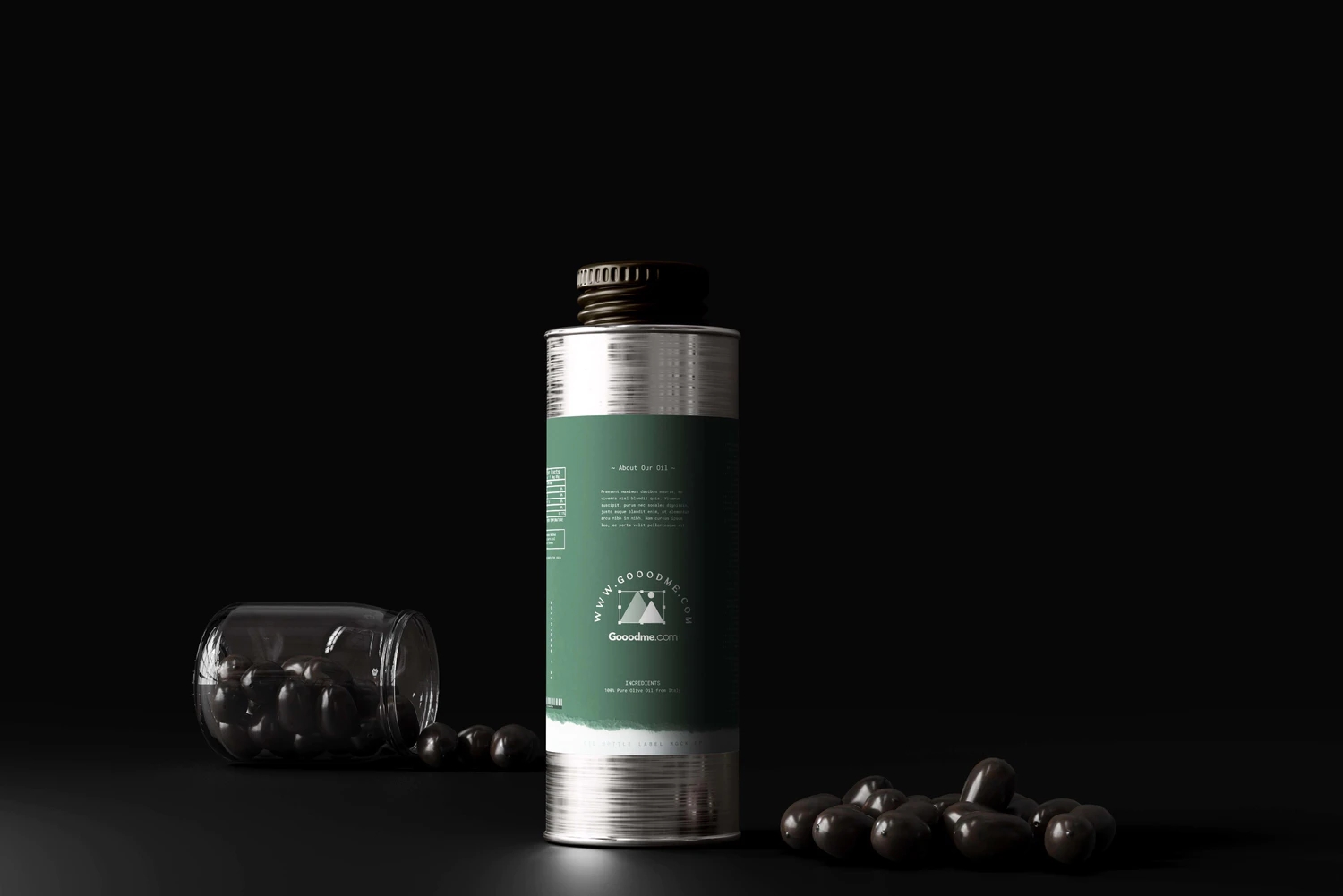 40款时尚棕榈橄榄油品牌Logo设计玻璃金属罐化妆品护肤品展示Ps样机组合YC216
