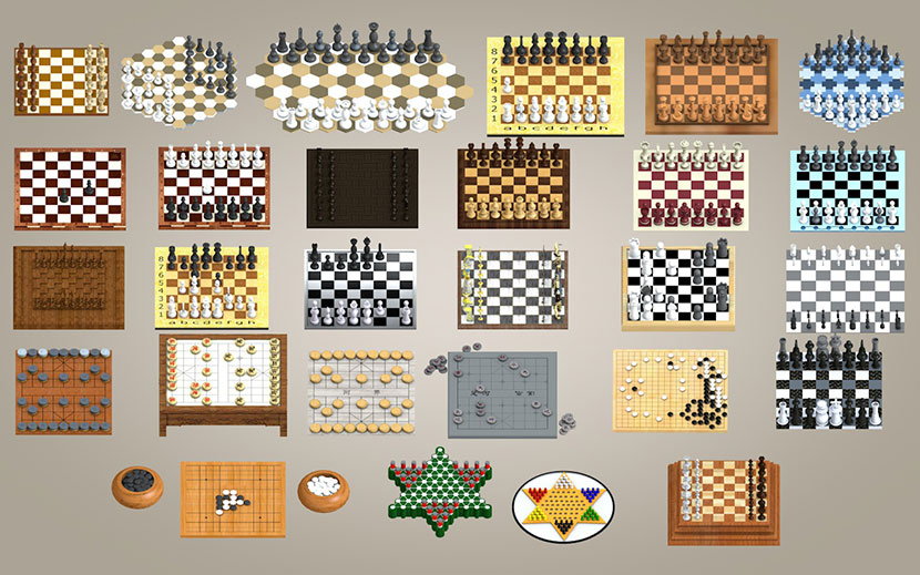 28套国际象棋桌游五子棋跳棋益智消遣棋牌道具SU模型C4D素材YC233