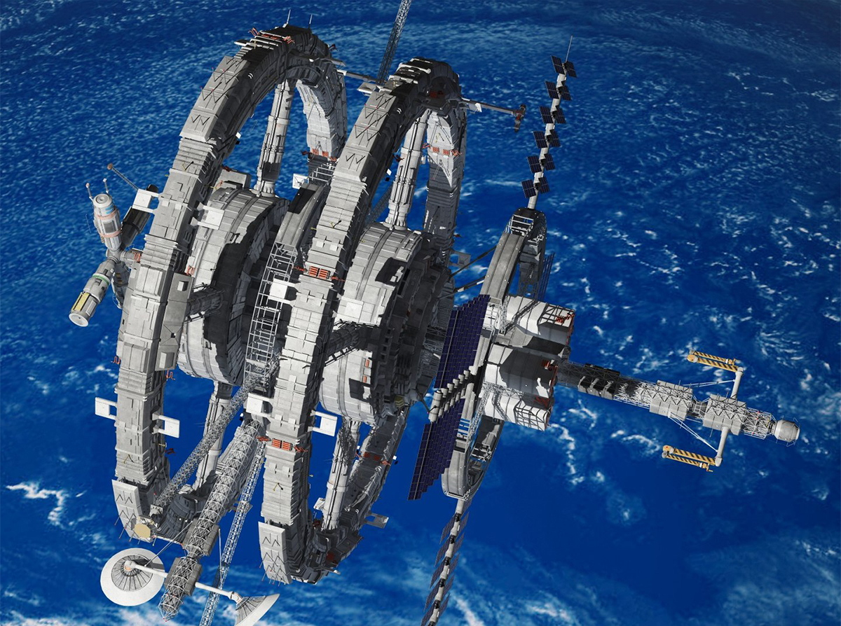 高精度宇宙空间站3D模型素材，宝藏模型资源分享，含材质贴图空间站模型 太空基地模型YC281