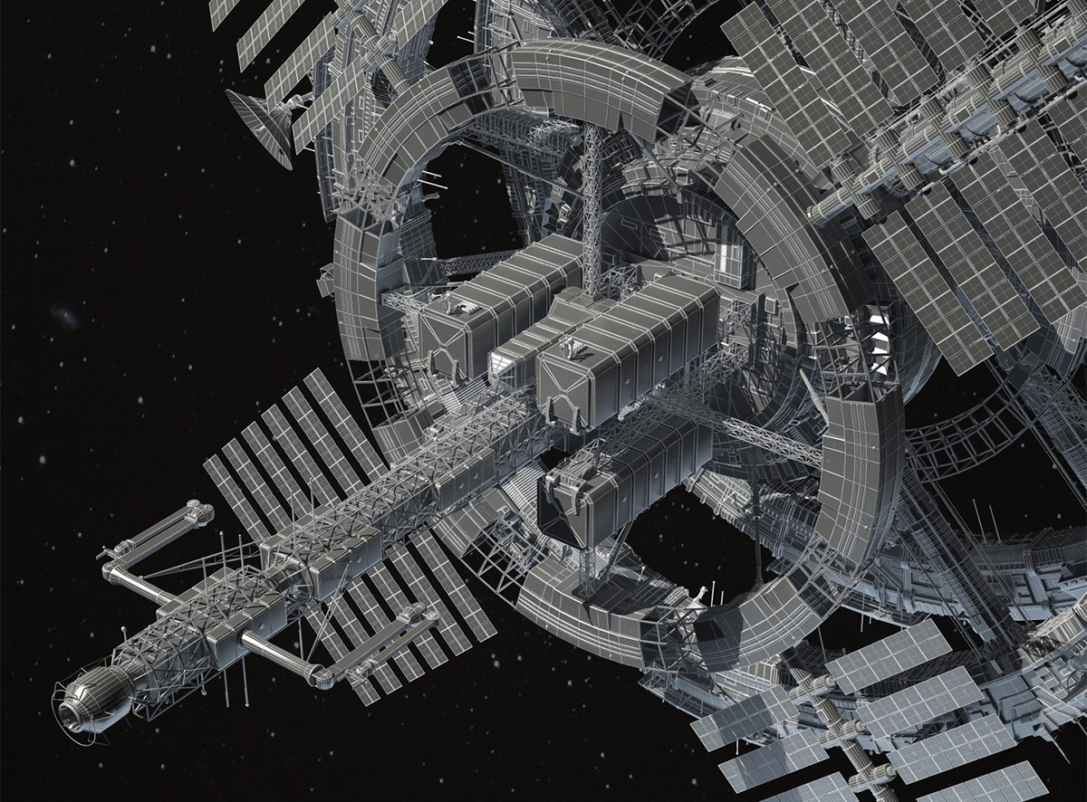 高精度宇宙空间站3D模型素材，宝藏模型资源分享，含材质贴图空间站模型 太空基地模型YC281