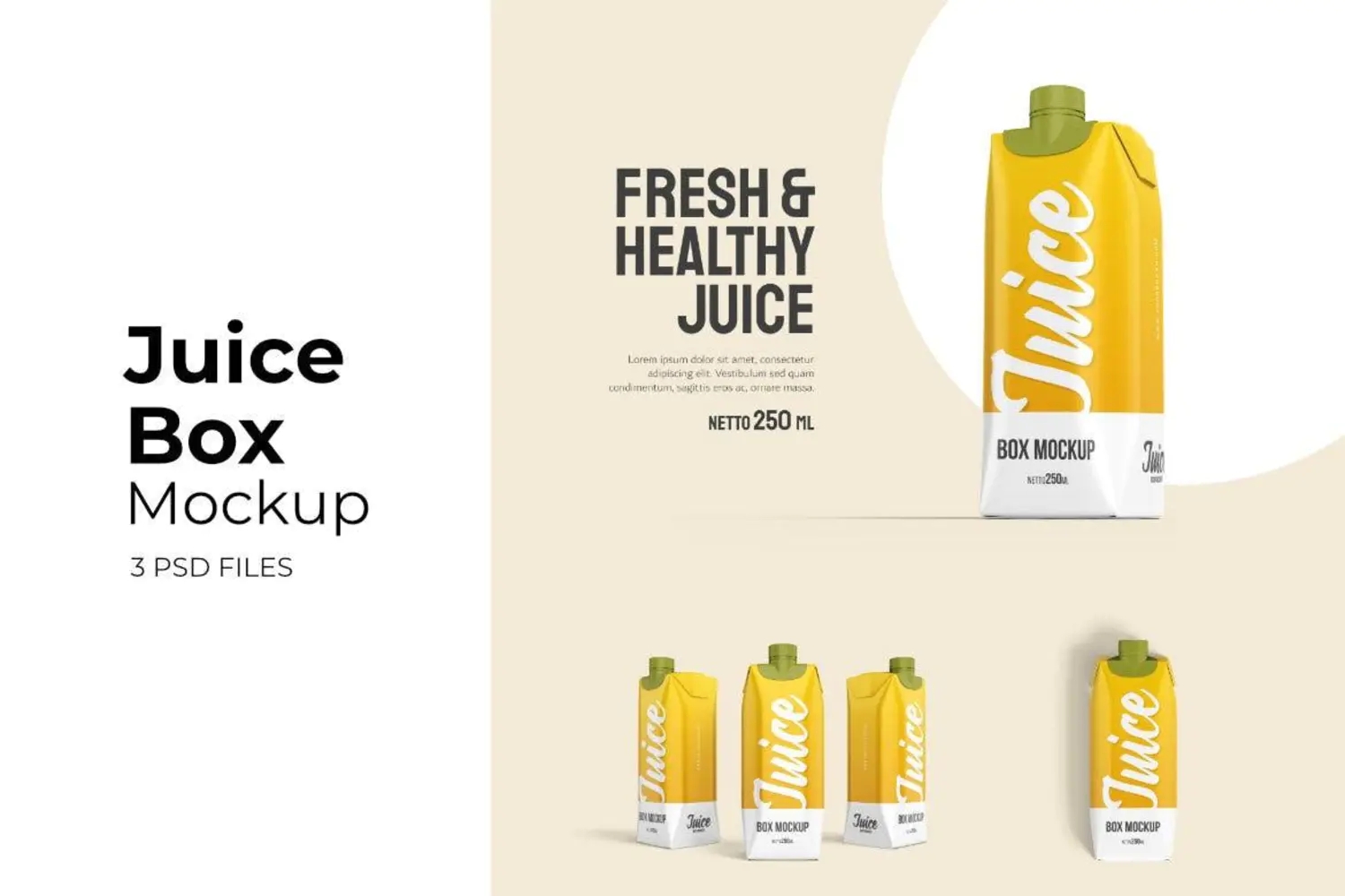 果汁盒瓶牛奶纸盒品牌包装设计样机 Juice Box – MockupYC295