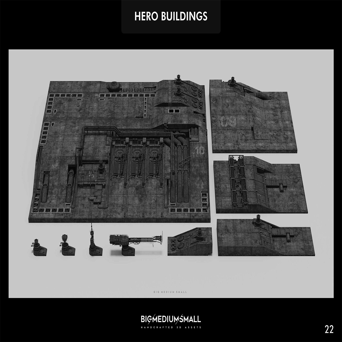 industrialzone工业工厂科幻3d建筑模型资产YC324