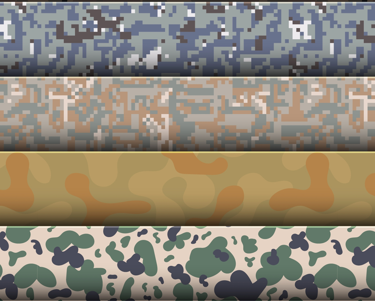 38款矢量无缝军事迷彩印花图案素材 Camouflage Patterns SetYC329