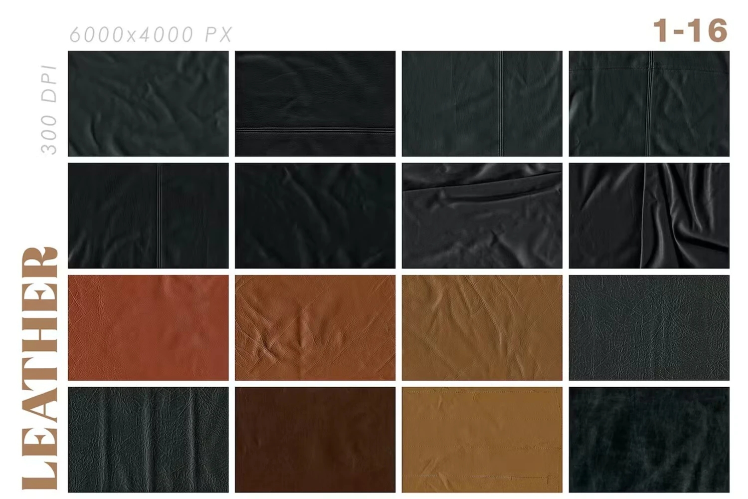 44款高清逼真皮革材质纹理背景素材Natural & Vegan Leather TexturesYC332