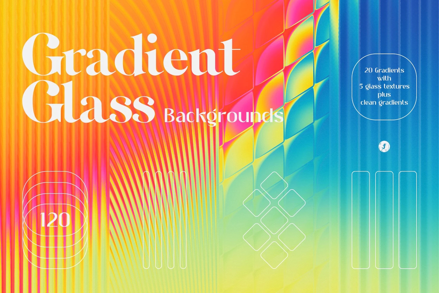 22意时尚炫彩条纹长虹玻璃迷幻渐变海报背景底纹图片设计素材 Gradient Glass BackgroundsYC333